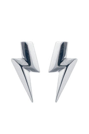 Edge Only 3D Flat Top Lightning Bolt Earrings in Sterling Silver