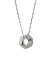 Edge Only Hex Nut Pendant XL in Sterling Silver