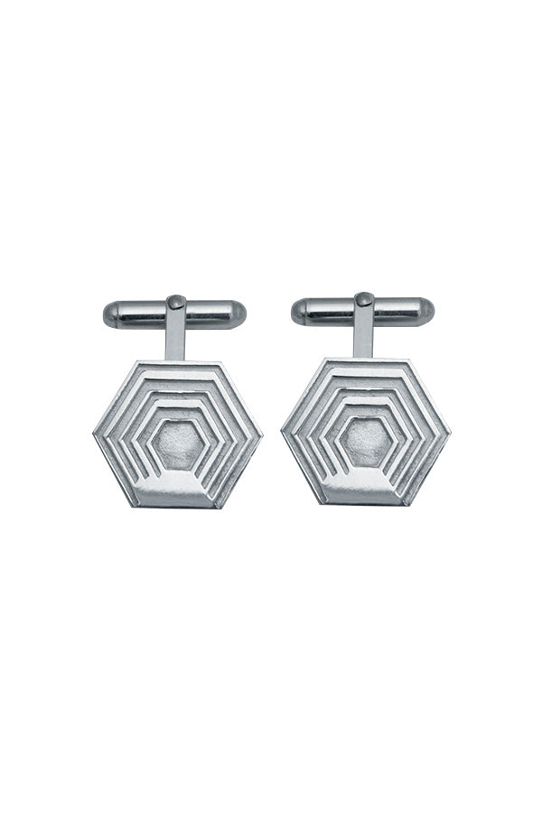 Edge Only Hexagon Cufflinks Large in sterling silver EOxLH