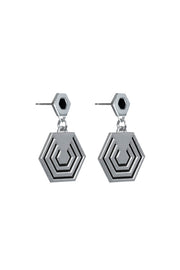 Edge Only Hexagon Drop earrings black sterling silver front