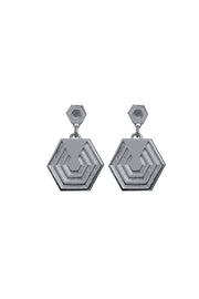 Edge Only Hexagon Drop Earrings in sterling silver EOxLH