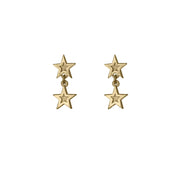 Edge Only Megastar 2 Star Drop Earrings in 18 carat gold vermeil