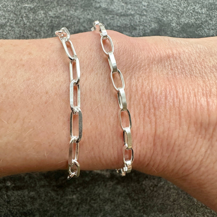 Edge Only Long Link Bracelet (L) Flat Oval Bracelet 4.35 (R)sterling silver