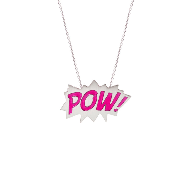 Edge Only Colour Pop POW Pendant Pink Enamel in Sterling Silver