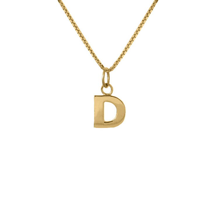 Edge Only Men's D Letter Pendant in 18ct gold vermeil box chain
