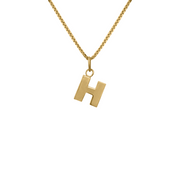 Edge Only Men's H Letter Pendant in 18ct gold vermeil box chain