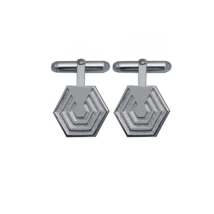 Edge Only Hexagon Cufflinks in sterling silver