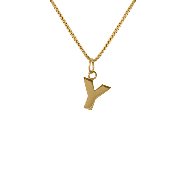 Edge Only Men's Y Letter Pendant in 18ct gold vermeil box chain