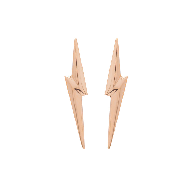 Edge Only 3D Pointed Lightning Bolt Earrings 18 carat gold vermeil