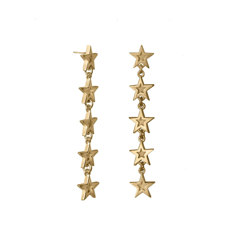 Edge Only Megastar 5 Star Drop Earrings in 18ct gold vermeil