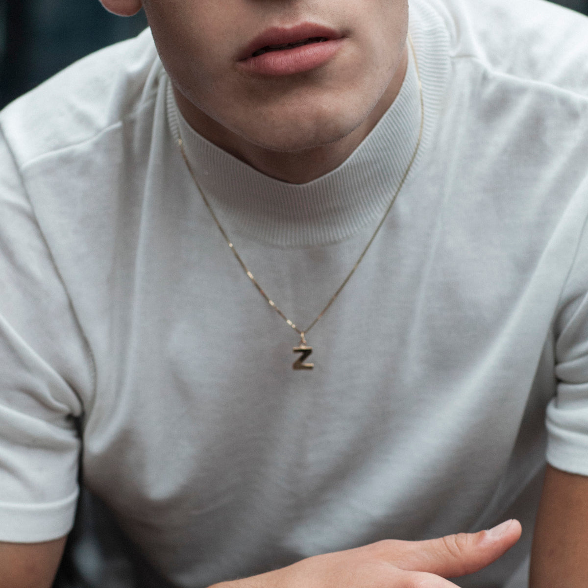 Mens chain letter top pendant