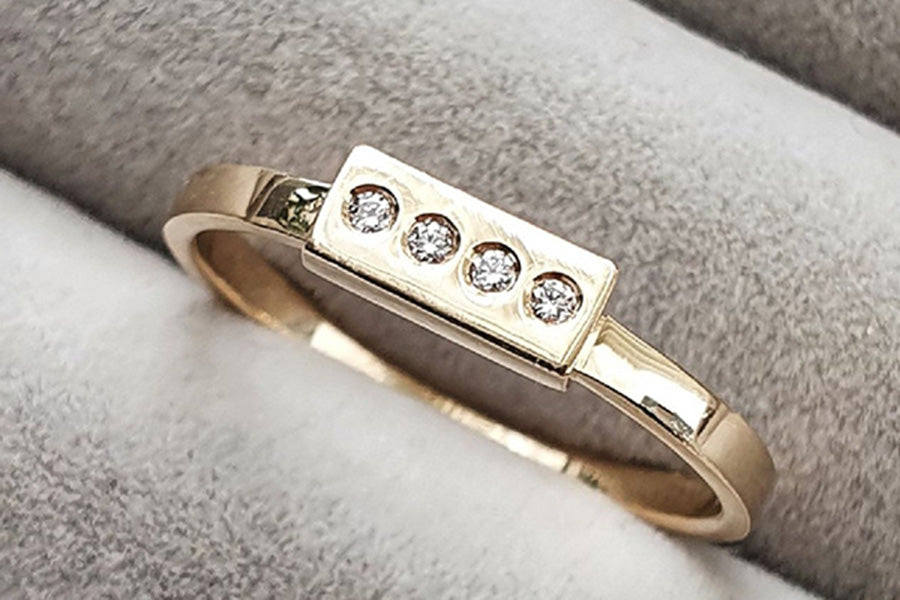 Edge Only Diamond Bar Ring 9ct gold