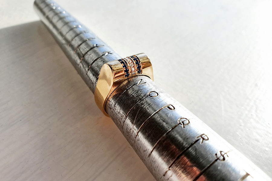 Edge Only Sapphire and Diamond High Top Ring