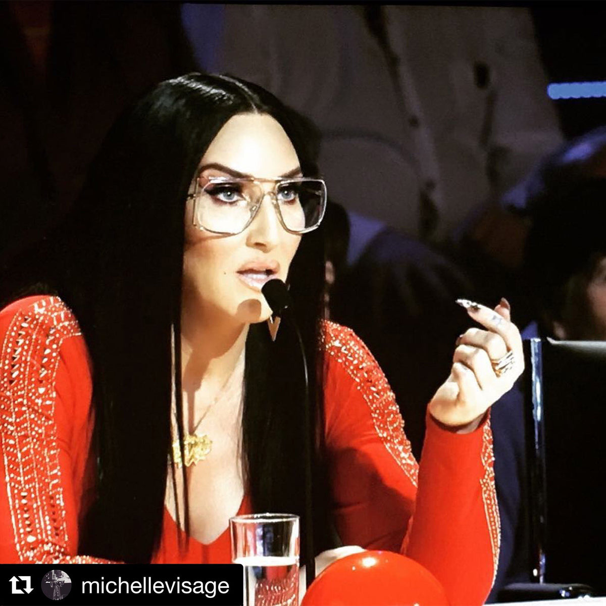 Michelle Visage Irelands Got Talent Edge Only Jewellery gold BAM Necklace XL