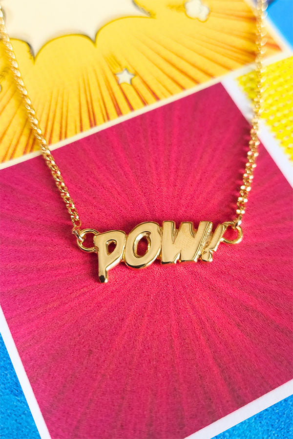 Edge Only POW! Letters Necklace Small in 18ct gold vermeil