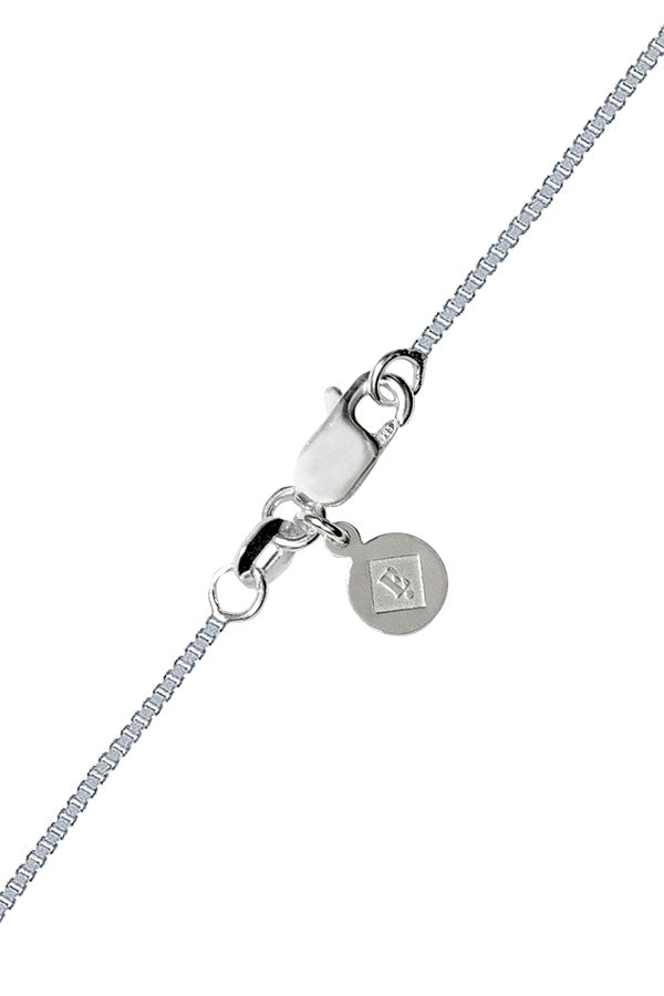 Edge Only Box Chain clasp and tag 60cm 24" 1.23 gauge in sterling silver
