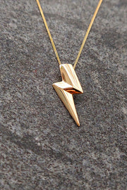 Edge Only Mini 3D Flat Top Lightning Bolt Pendant in solid 14 carat recycled gold