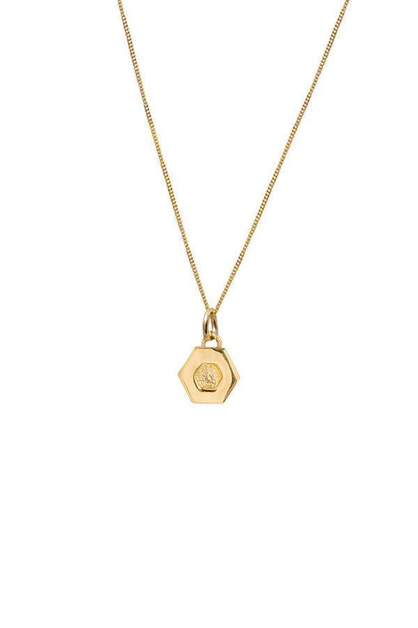 Edge Only Mini Hexagon Pendant in 14 carat recycled gold