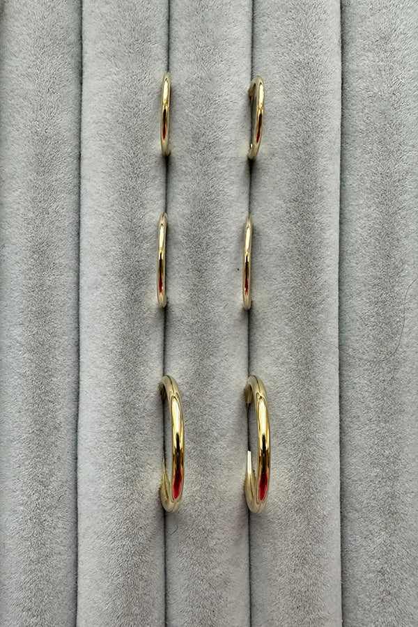 14ct gold hoops. 12mm, 15mm and new 20mm hoops.