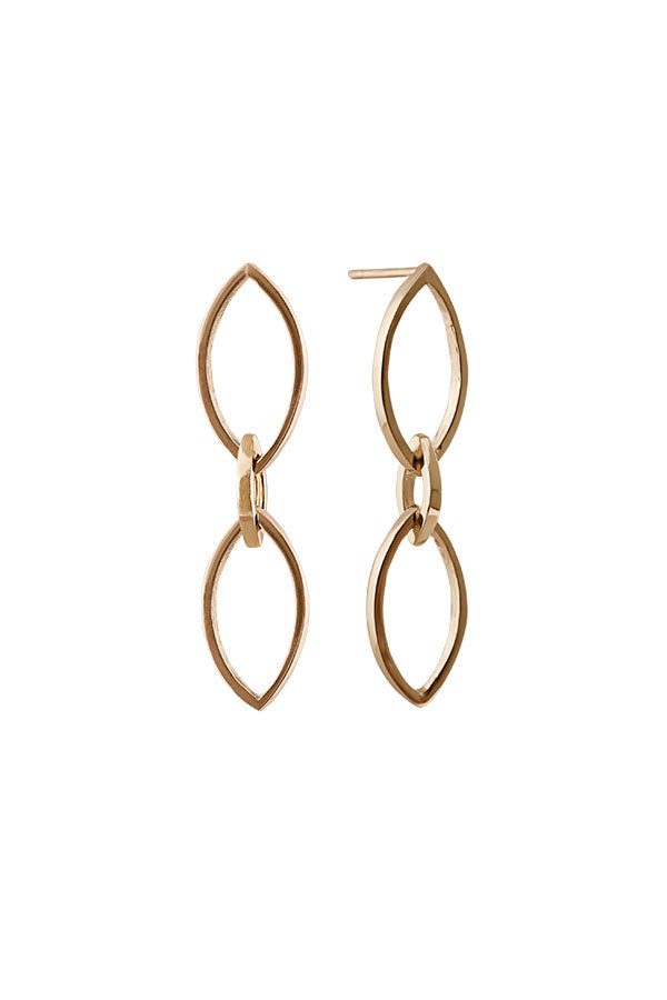 Edge Only Marquise Slice Drop Earrings in 14ct Gold