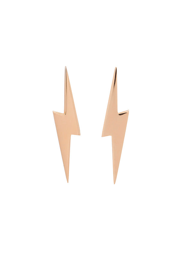 Edge Only Pointed Lightning Bolt Earrings in 14 carat gold
