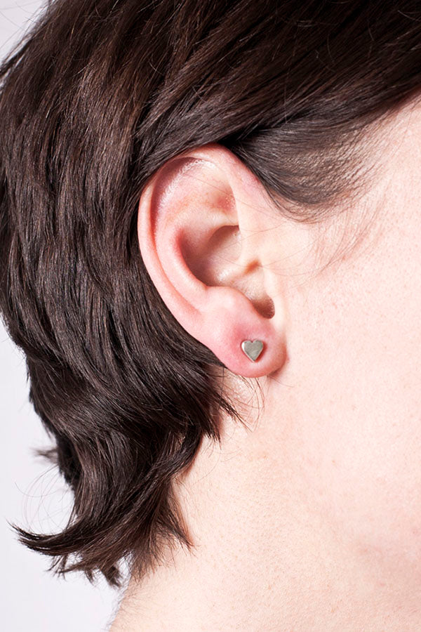 Edge Only 3D Heart Earrings in sterling silver