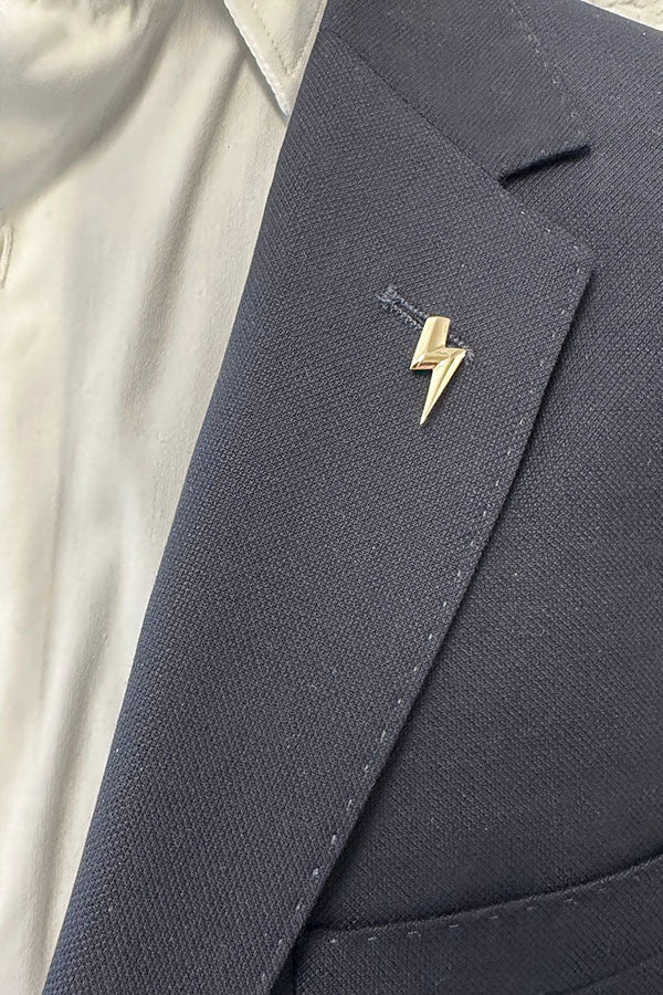 Edge Only 3D Flat Top Lightning Bolt lapel Pin solid 14ct gold 