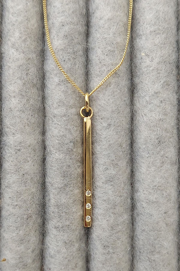 Edge Only 9ct gold Diamond Bar Pendant recycled gold