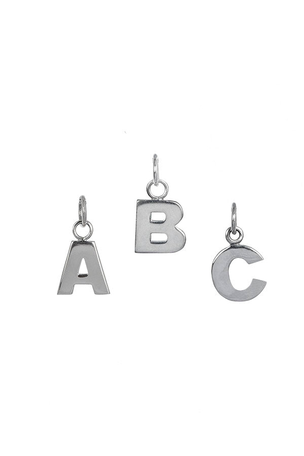 Edge Only Letter Pendant in sterling silver. No Chain.