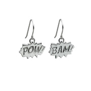 Edge Only POW and BAM Drop Earrings in sterling silver