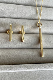 Edge Only Bar Earrings and Bar Pendant in recycled 9ct carat gold