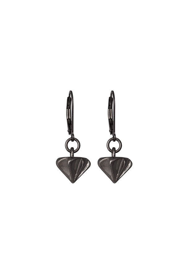 Edge Only Countersink Drop Earrings in black rhodium finish