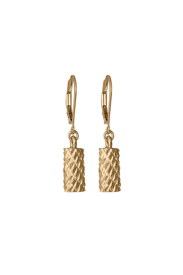 Edge Only Diamond Cut Cylinder Drop Earrings in 18ct gold vermeil
