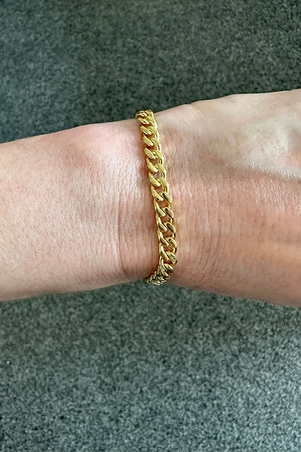 Edge Only Diamond Cut Flat Curb Bracelet in 18c carat gold vermeil