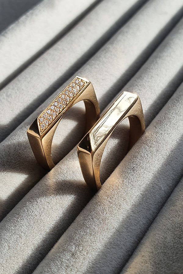 Edge Only Double Diamond Rooftop Ring set in 14 carat gold