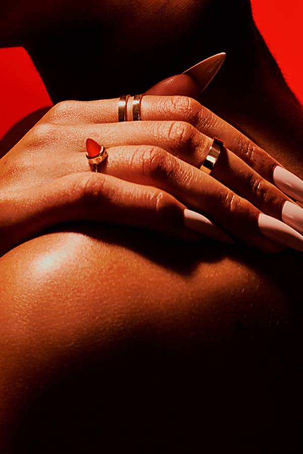 EDGE ONLY 9ct Gold Carnelian &amp; Diamond Ring. Parallel Ring and Flat Band 4mm in recycled gold