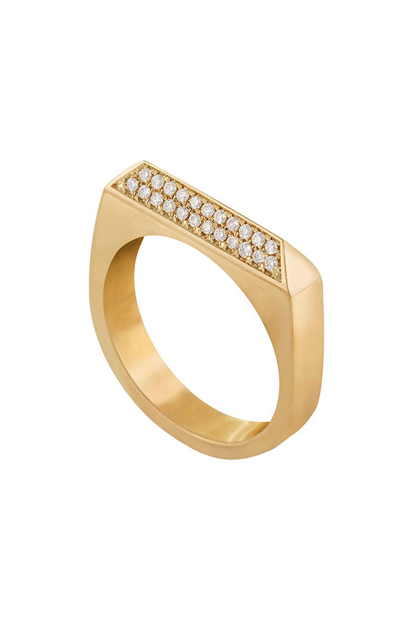Edge Only Double Diamond Rooftop Ring in 14 carat gold