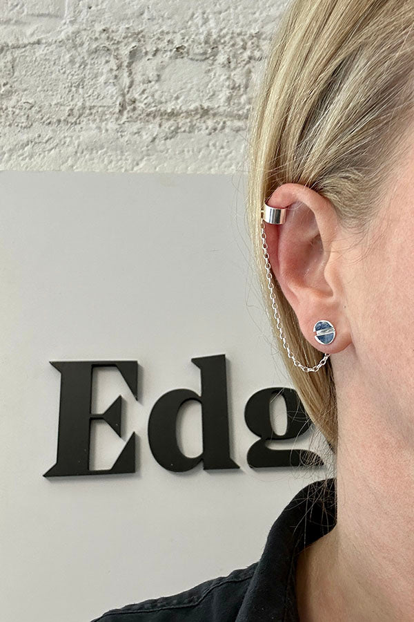 Edge Only Ear cuff with chain sterling silver with Flat Head Screw Earring