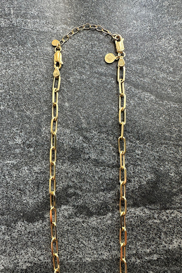 Edge Only Extender Chain 5cm on the 4.35 Long Link Necklace in 18ct gold vermeil