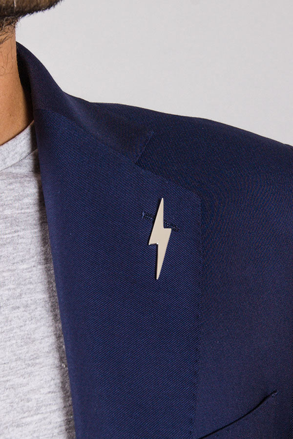 Pointed Lightning Bolt Lapel Pin in Sterling Silver