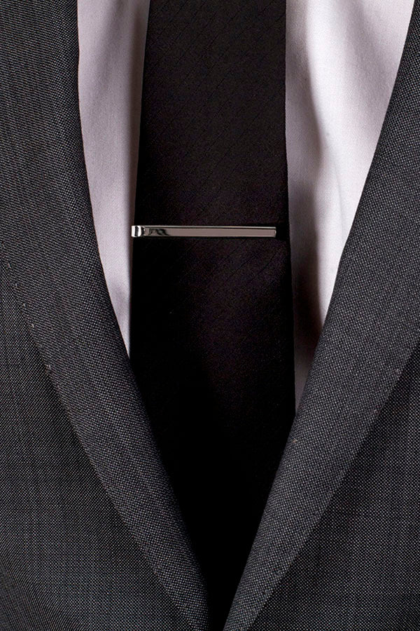 Edge Only Tie Bar in highly polished recycled sterling silver