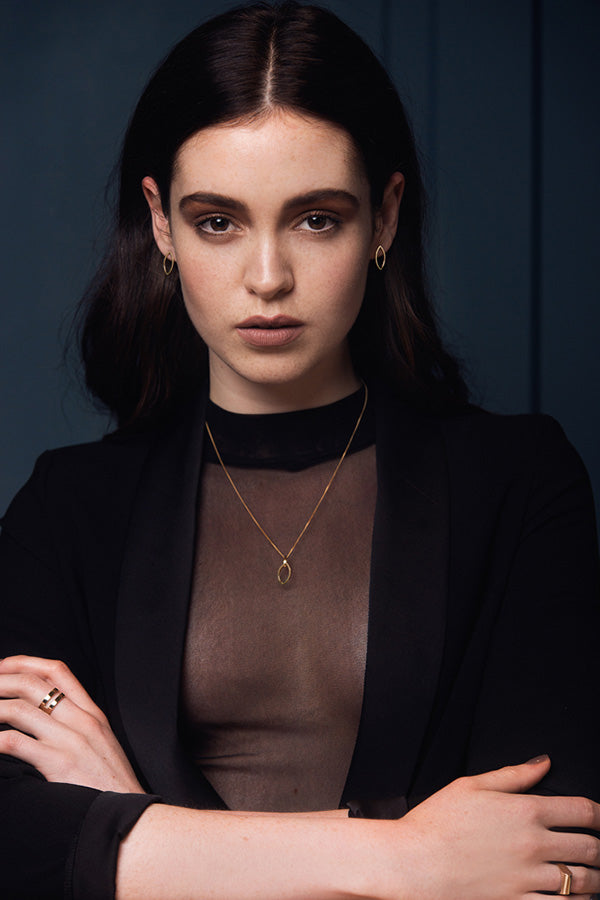 Marquise Slice Earrings and Marquise Slice Pendant  in 14 Carat Gold