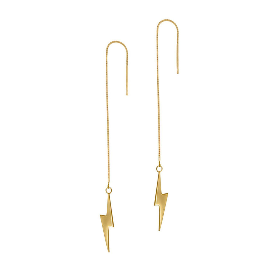 Edge Only Pointed Lightning Bolt Threader Earrings in 18ct gold vermeil