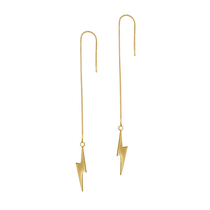 Edge Only Pointed Lightning Bolt Threader Earrings in 18ct gold vermeil