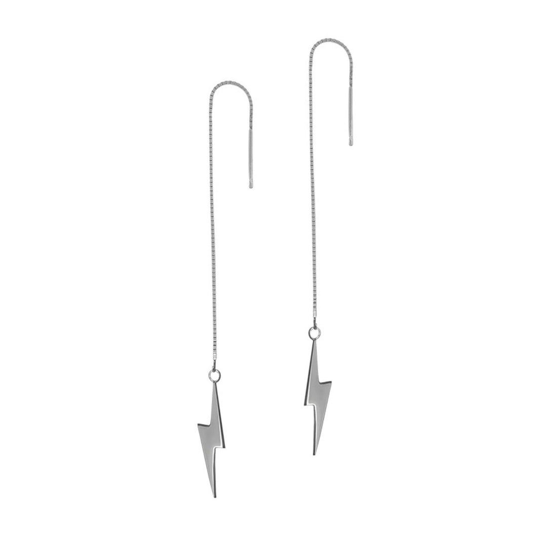 Edge Only Pointed Lightning Bolt Threader Earrings in recycled sterling silver