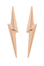 Edge Only 3D Pointed Lightning Bolt Earrings in recycled 14 Carat Gold
