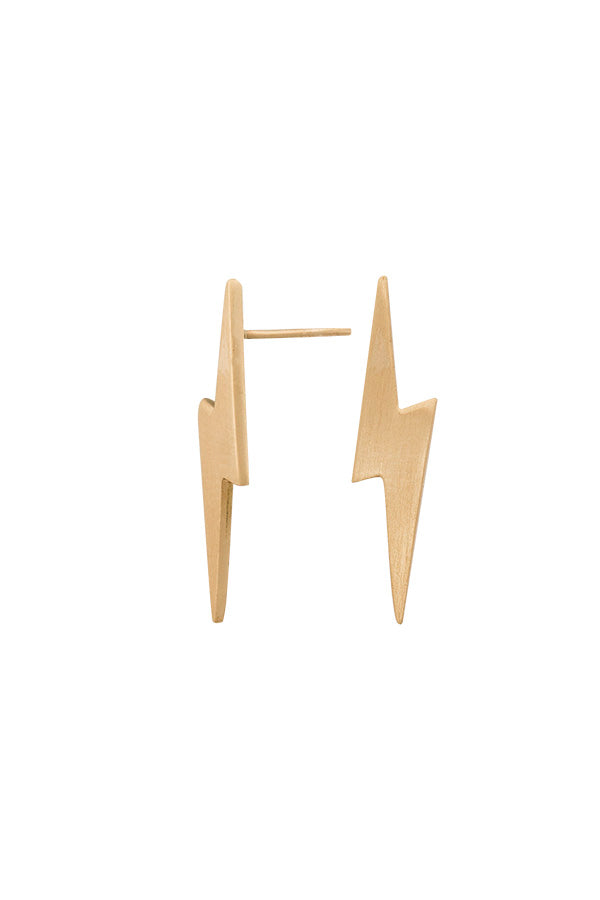 Edge Only Pointed Lightning Bolt Earrings in 14 carat Gold matte satin finish