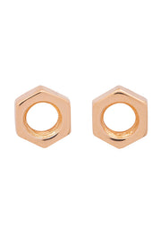 Edge Only Hex Nut Earrings in solid  18 carat Gold