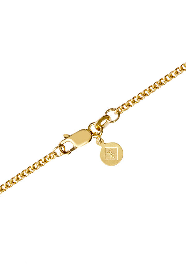 Edge Only 2mm curb chain clasp and tag in 18ct gold vermeil