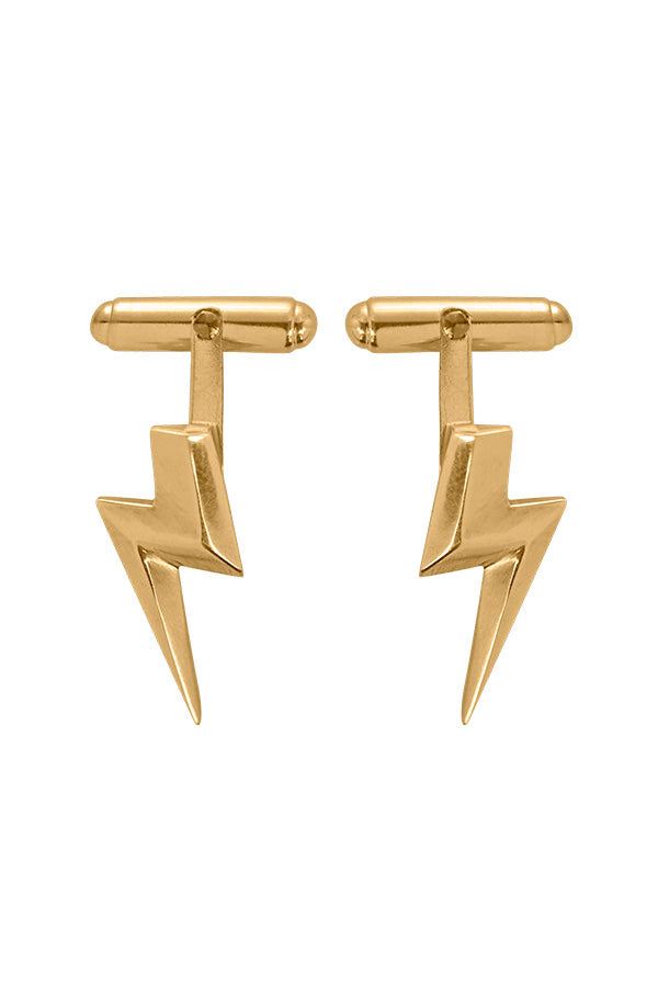 Edge Only 3D Flat Top Lightning Bolt Cufflinks in 18ct gold vermeil